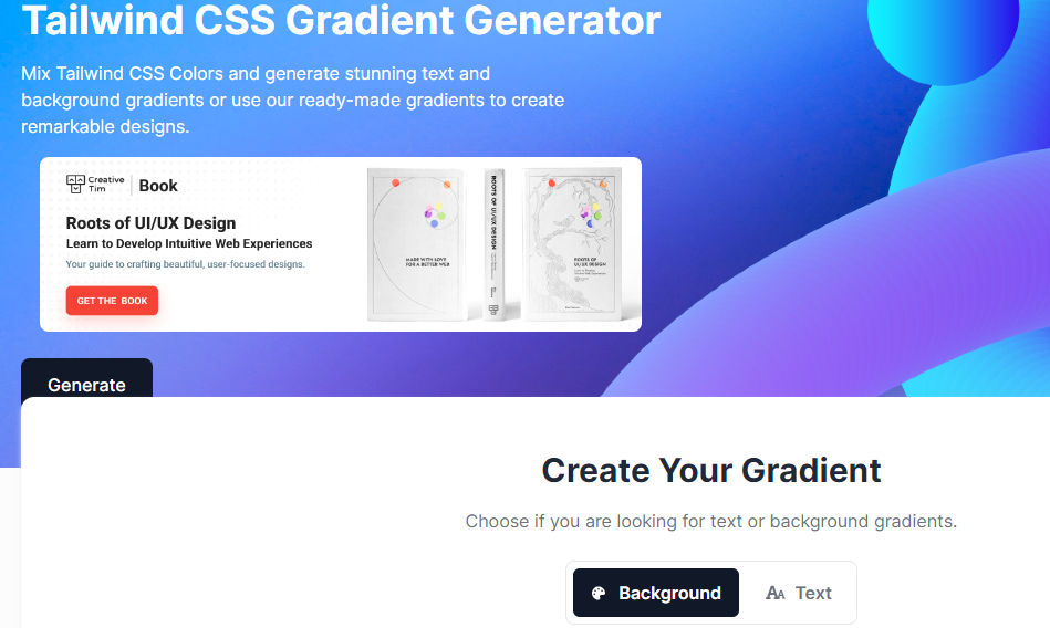 Tailwind CSS Gradient Generator: Interface