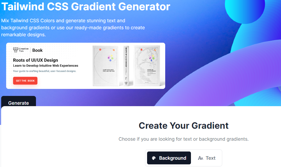 Tailwind CSS Gradient Generator: Homepage