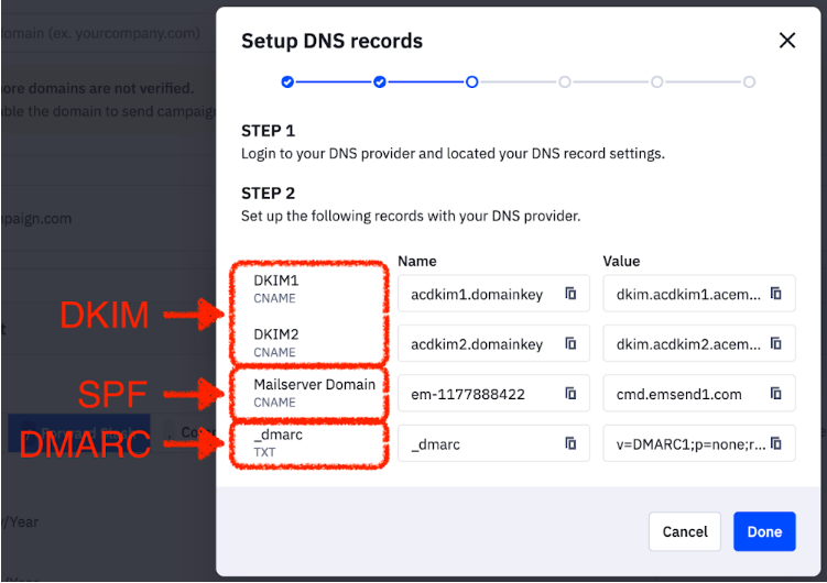 how to change the mailed-by ActiveCampaign:  Set Up SPF and DKIM Records