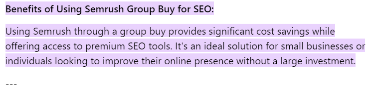 Semrush Group Buy: Benefits