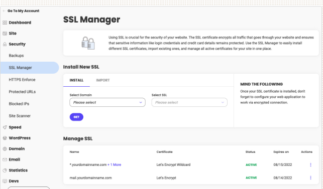 Bluehost vs SiteGround: Siteground SSL certificates