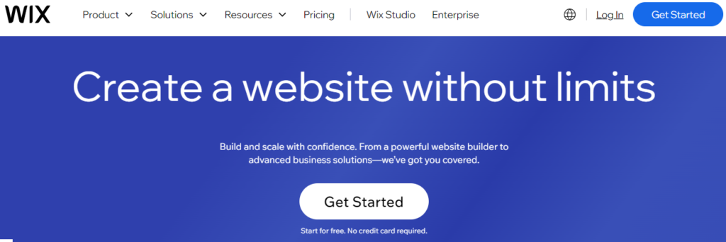 Wix vs Squarespace for entrepreneurs: Wix homepage