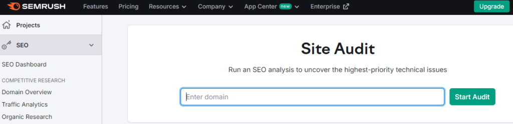 SEMrush vs Serpstat: Semrush site audit