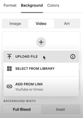Squarespace background video best format: Squarespace upload vdeo file