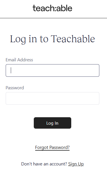 how to add a checkbox in Teachable: Teachable login into your account