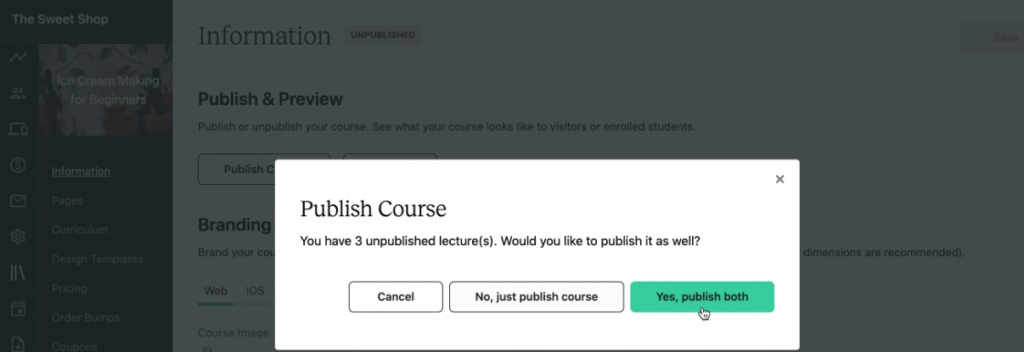 how to add a checkbox in Teachable: Preview course