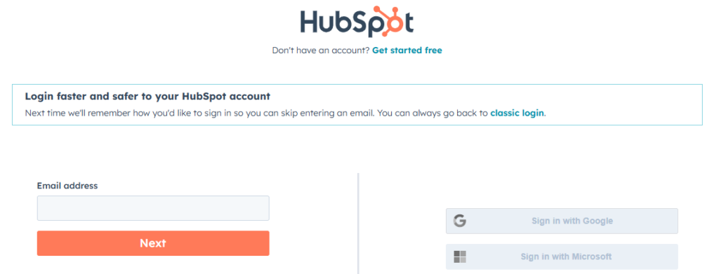 HubSpot Revenue Accounting Manager: Hubspot login page