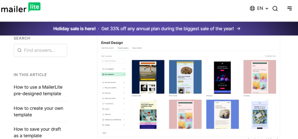  sites like GetResponse: Mailerlite email design