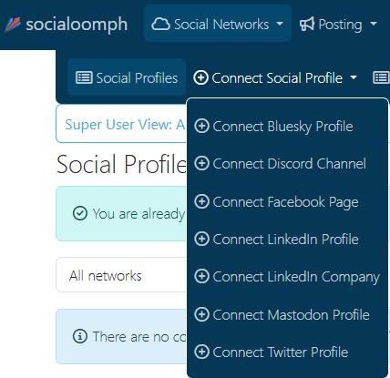 SocialOomph: Connect social profiles