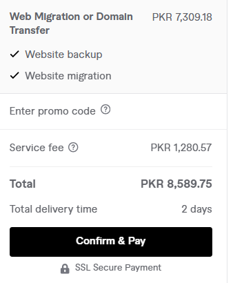 Fiverr migrate website to Squarespace: Fiverr confirm order