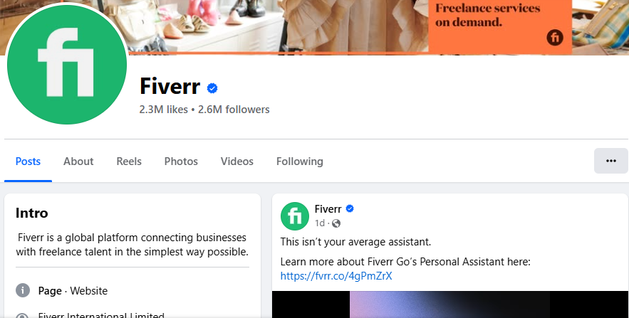 Fiverr Promo Code: Fiverr facebook profile