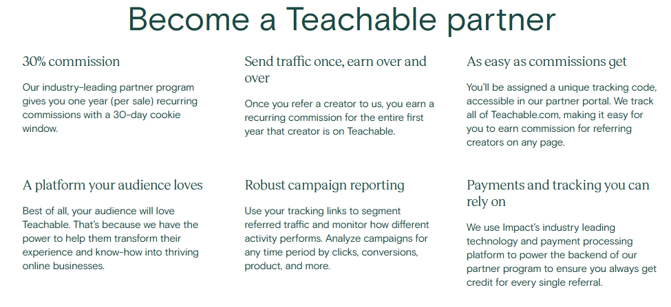 Teachable affiliate program