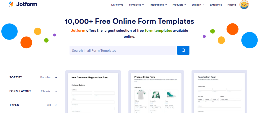 Jotform login: Jotform templates