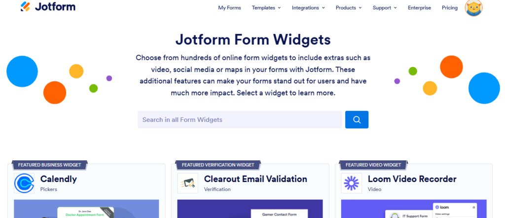 Jotform login: Jotform form widgets