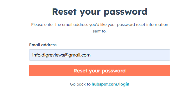  HubSpot login:  Reset password