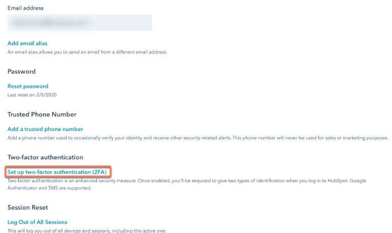  HubSpot login:  Hubspot 2-factor authentication