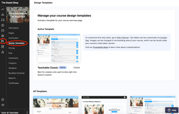 Does Teachable have landing pages: Teachable design templates