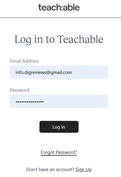 Does Teachable have landing pages: Teachable login page