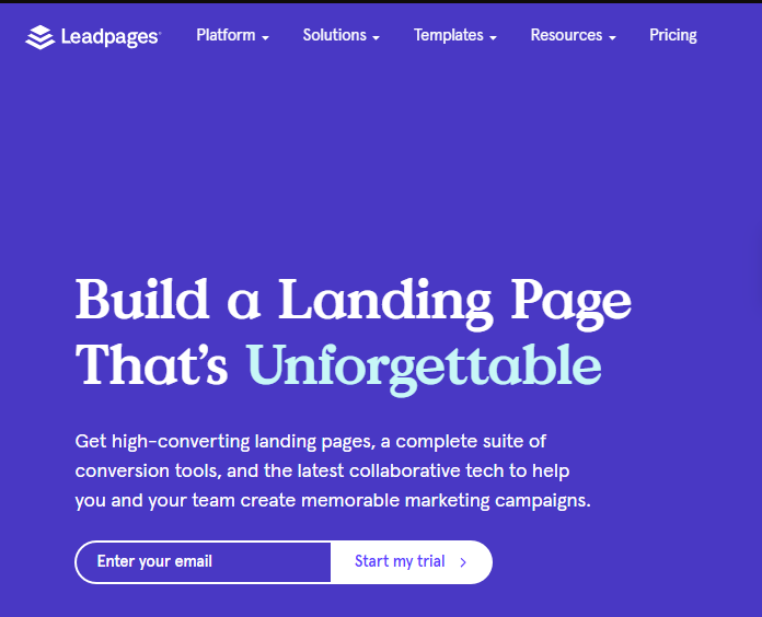 Does Teachable have landing pages: Leadpages interface