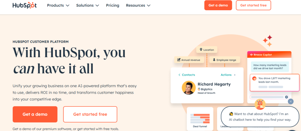 Bulk Email Marketing Software: Hubspot interface